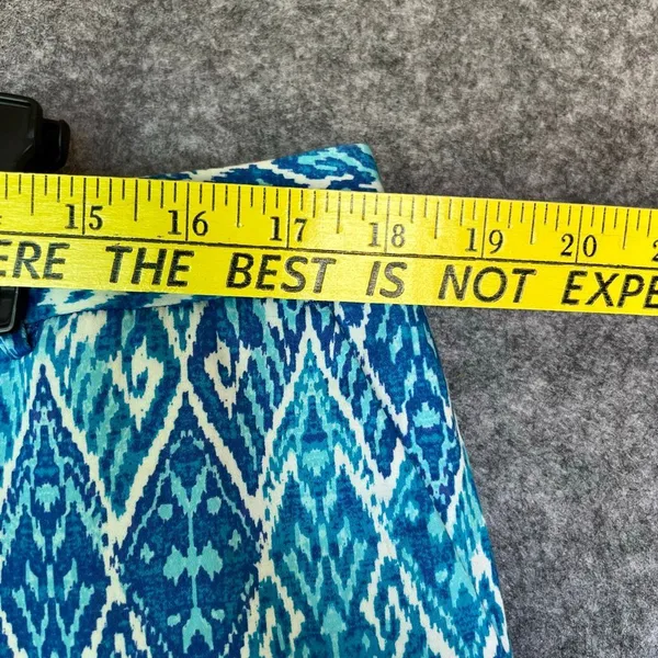 MICHAEL KORS Women’s Pants 14 Blue Ikat Print Straight Leg Stretch Zip Pockets‎ - Image 4