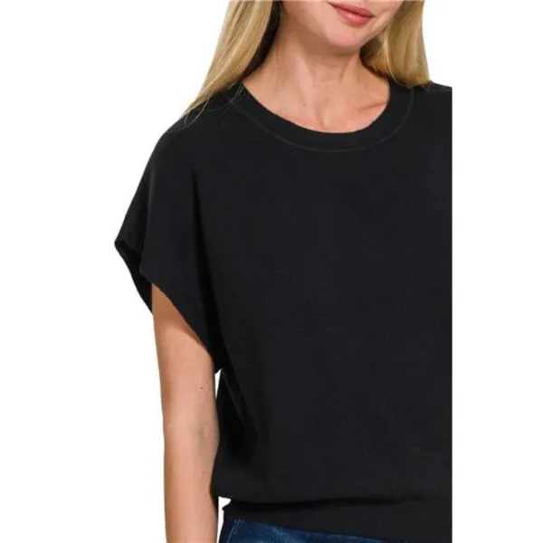 Zenana Round Neck Short‎ Dolman Sleeve Sweater - Image 2