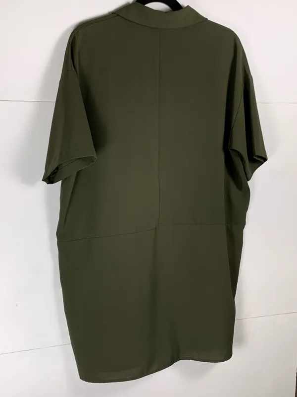 VICI Shirt Dress Small Olive Green Utility Button Front Pockets Casual - Image 9