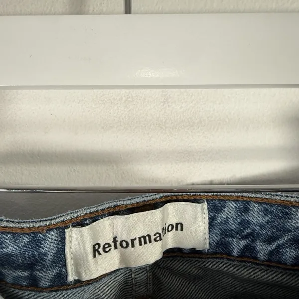 Reformation Mid‎ Crop Flare Jeans Baltic Wash Button Fly READ Womens 29 - Image 6