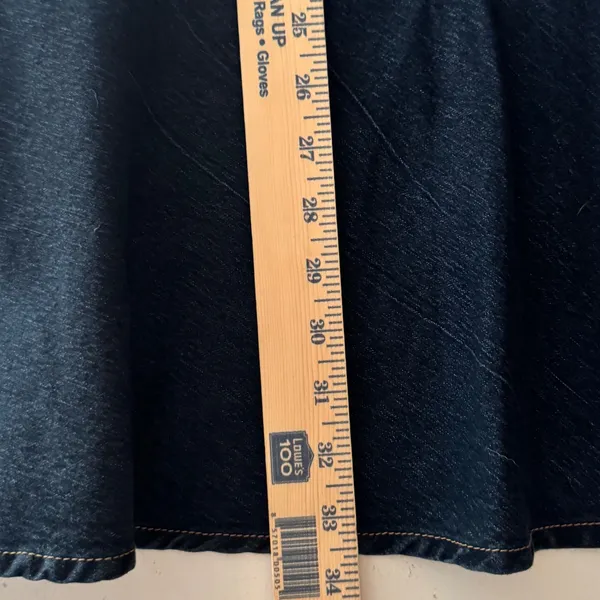 Dark Wash Denim Mermaid Midi Skirt Flounce Hem Contrast Stitch Indigo Size M - Image 5