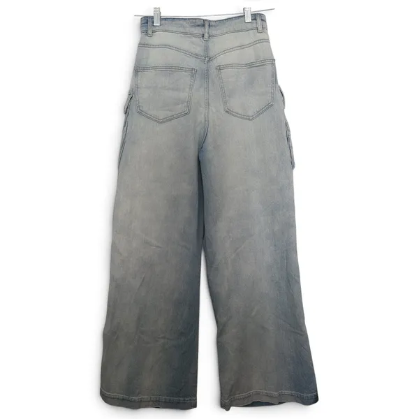 Zara Women Light Wash Multi Pocket Cargo Wide Leg Denim Jeans High Rise SIZE 4 - Image 7