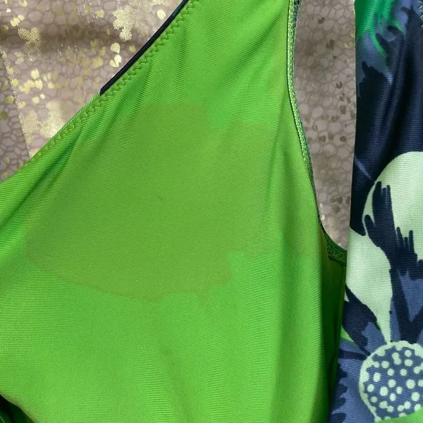 Aerie Green Blue Tropical‎ Floral Knot Front Cutout One Piece Swimsuit Medium - Image 6