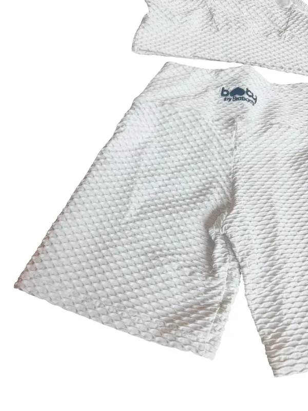 Booty by Brabants White Two Piece Workout Set Crop Top Shorts One Size Curvy - Image 12