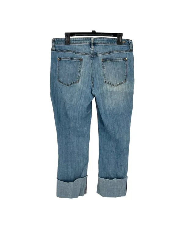 Pilcro Hyphen Cuffed Distressed Cropped Blue Jeans Size 31 Boho Festival Chic - Image 5