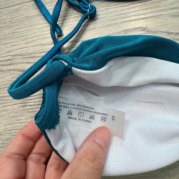 Teal Blue Shell Charm Bikini Set Gold Hardware Side‎ Tie Swimsuit Womens Small - Image 6