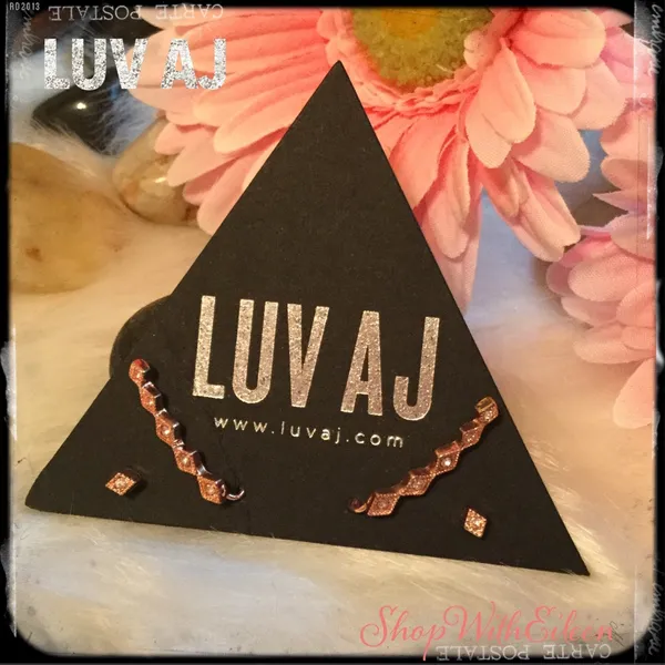 LUV AJ Rose Gold Climbing Ear Crawler Stud Earring Black - Image 3
