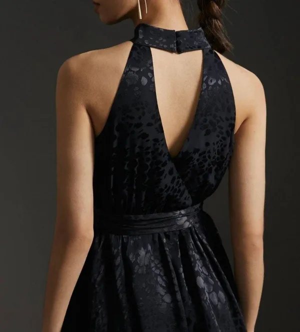 Black Satin Halter Dress - Image 4