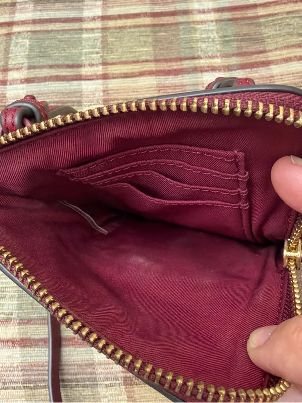 Tory Burch Burgundy Leather Logo Phone Crossbody - Image 3