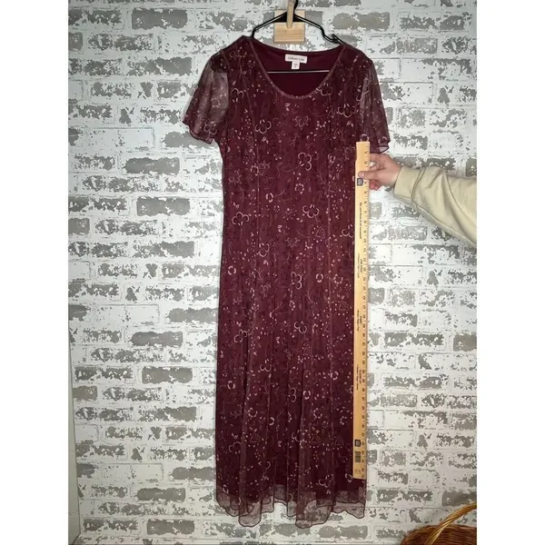 Coldwater creek | women maroon layered dress floral - Image 9