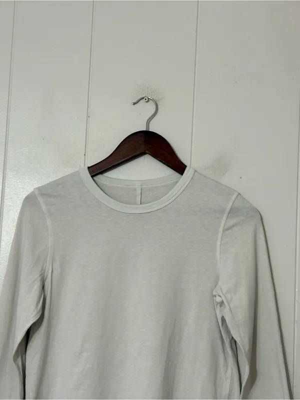 Lululemon Classic Fit Long Sleeve Top Bone Ivory Cotton Blend Tee (no size ) - Image 2