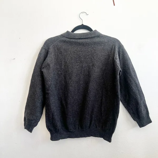 Nordstrom Gray Wool Sweater Collared‎ Made in Italy Minimalist Classic Luxury Small - Image 3