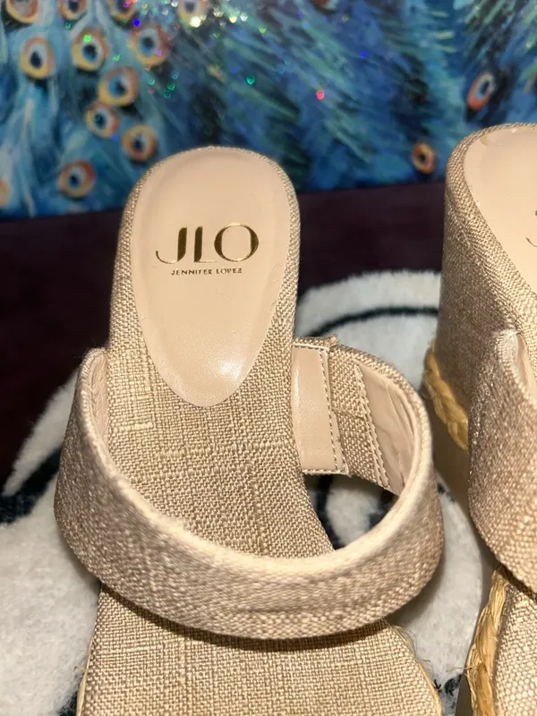 Jennifer Lopez Neutral Beige Wedge Sandals - Unbranded - Image 8