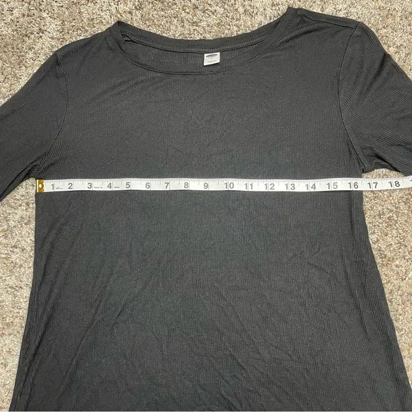 Black Rib Knit Bell Sleeve Crewneck Top Shirt Medium - Image 7