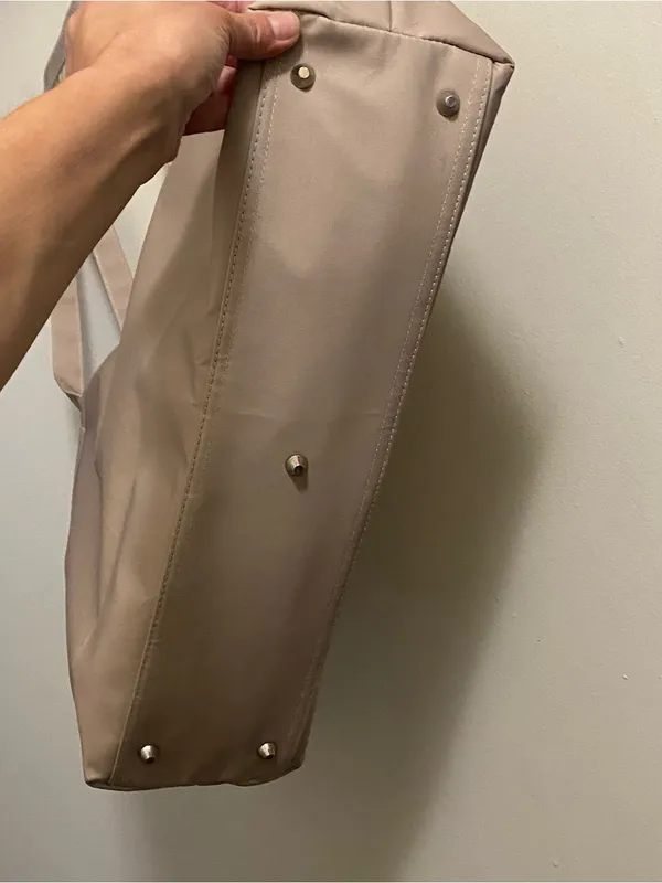 Bella Russo Beige Tote Bag Purse Beige Faux Leather 22”W x 12”H x 4” Deep Feet - Image 6