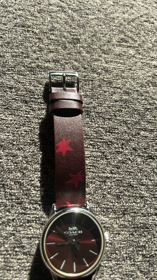Coach Watch Burgundy and Silver Leather Band - Image 2