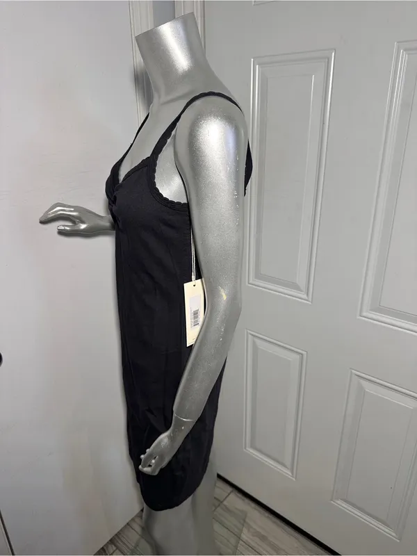 AMO Scallop Cami Sleeveless Short Dress Vintage Black New Cotton S - Image 3