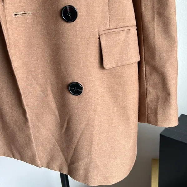 Zara Brown Tan Double Breasted Oversized 90s minimalist Blazer - Image 9