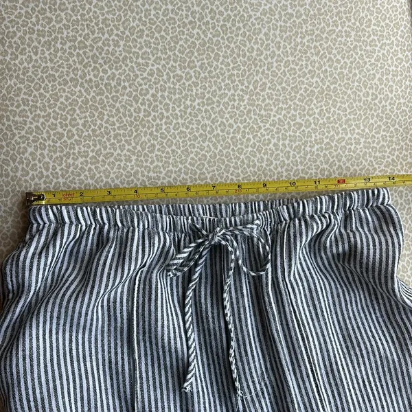 A New Day- Navy & White Striped Linen Wide Leg Pants with pockets size S - Image 8