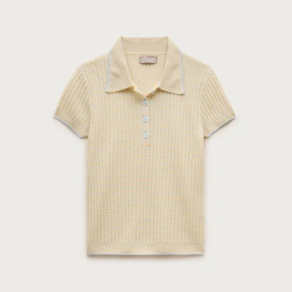 J. Crew Featherweight Ribbed Cashmere Short-Sleeve Sweater-Polo Stripe Small - Image 2