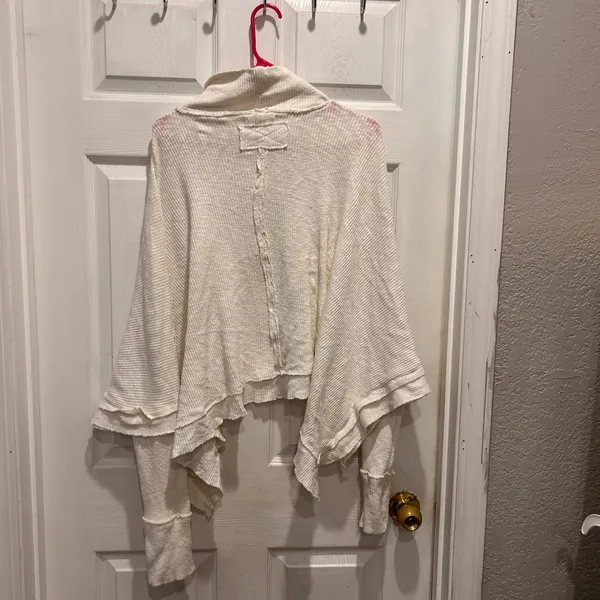 Free People Moon Daisy Thermal Mock Neck Oversized Cropped Shirt Top Women Large - Image 9