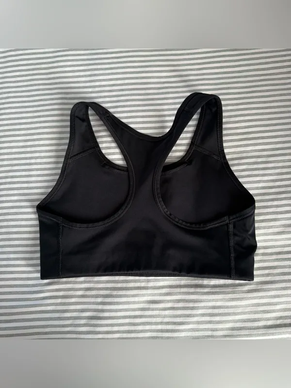 Nike Black Racerback Sports Bra with White Swoosh - Image 3