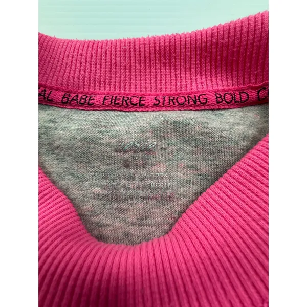 Aerie Women Neon Pink Oversized Side Slit Crewneck Sweatshirt Small S‎ Pullover - Image 3
