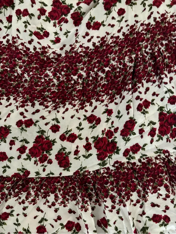 Brandy Melville White Tank Dress with Burgundy Floral Print - Image 3