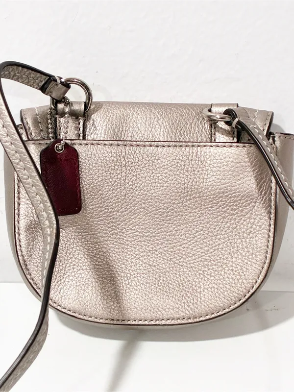 Coach Park Mini Hand Bag Leather Crossbody Bronze Turnlock Flap Closure - Image 5