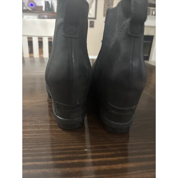 Sorel Womens Black Leather Slip On Wedge Booties Joan Of Arctic Size 8.5 - Image 3