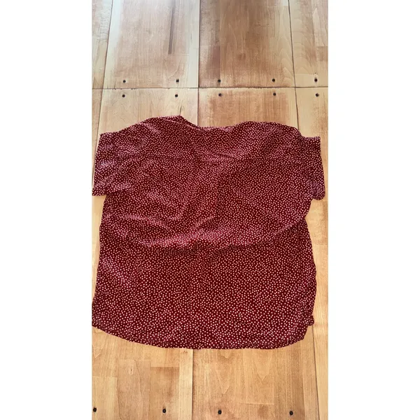 Old Navy‎ Womens Rust Orange Polka Dot V-Neck Short Sleeve Blouse Top Small - Image 4