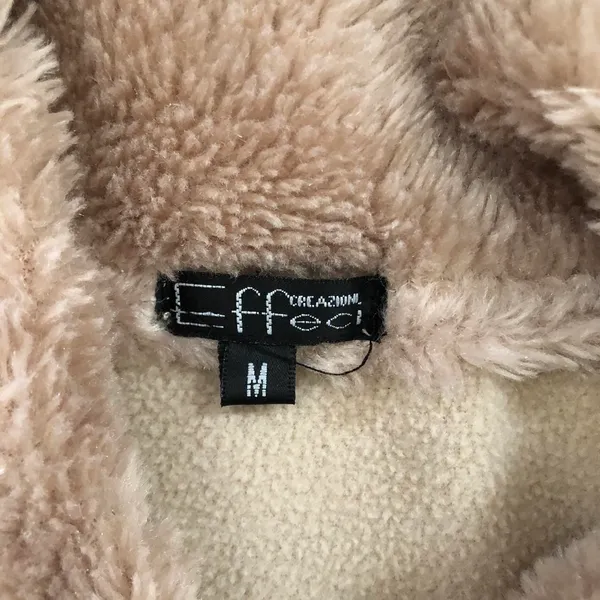 Unique 2000s y2k Tan Cream beige faux fur lined penny lane jacket coat peacoat embroidered #coquette #whimsygoth #cottagecore Size M-measurement in pics - Image 4
