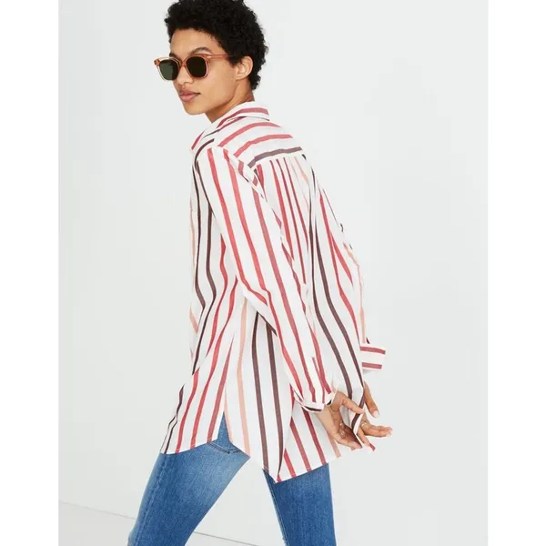 Madewell Women's XS‎ Striped Button-Up Shirt Long Sleeve Casual Relaxed Fit - Image 2