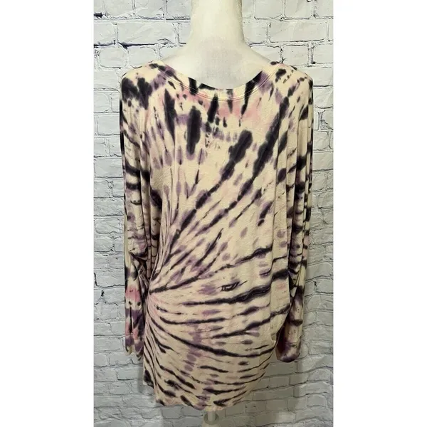 Torrid Super Soft Knit Multi Color Tie Dye Round Neck Pullover Top 1/1X Boho - Image 4