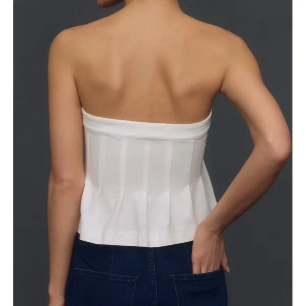 Maeve By Anthropologie Womens The Fontana Flared Tube Top Size L White - Image 2