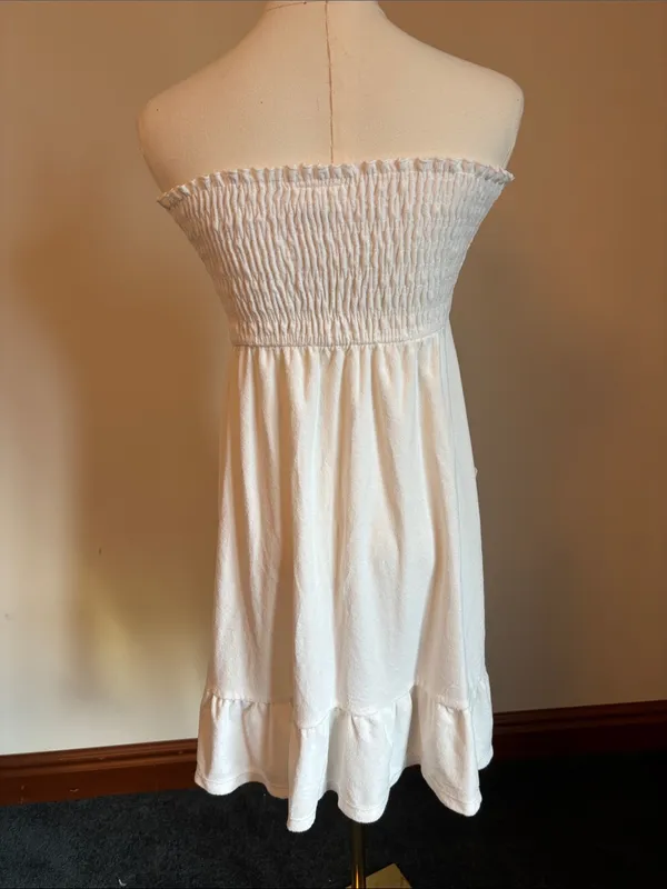 Motherhood White Strapless Smocked Sundress with Pockets - Image 4