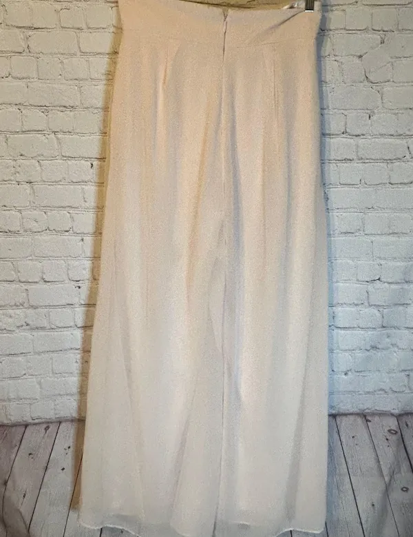 Azazie Pink Wide Leg Chiffon Pants, M - Image 2