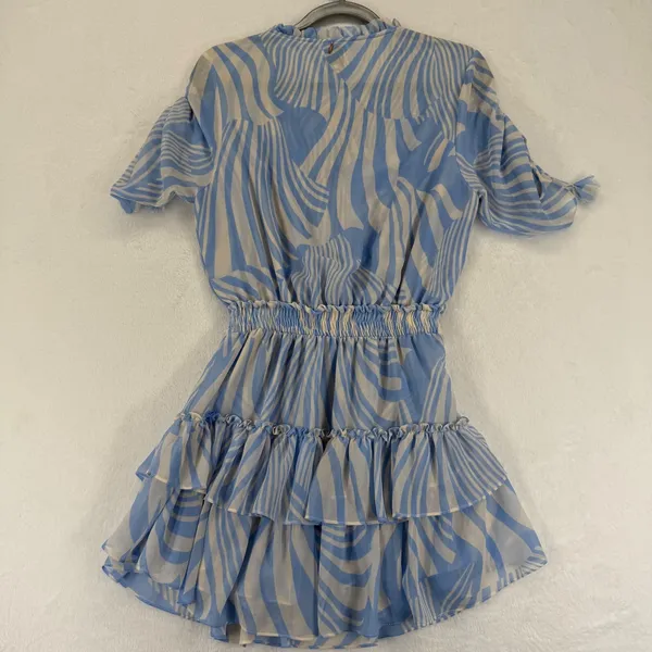 MISA Los Angeles Becca Dress Short Sleeve Blue Beige Zebra Print S READ‎ - Image 10