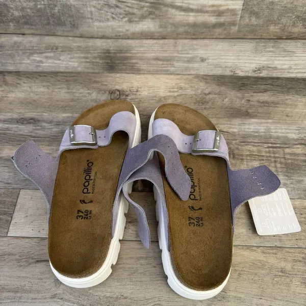 Papillio by Birkenstock Arizona Chunky Platform Sandal Lavender Suede Sz 37 - Image 9