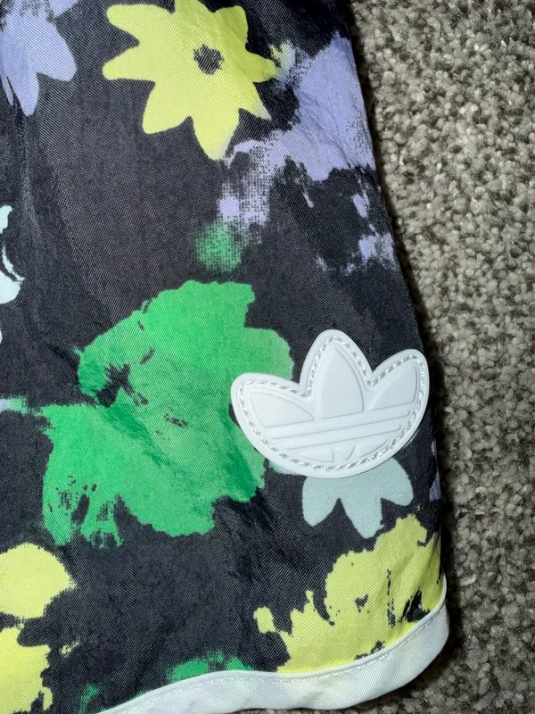 Adidas Originals Women's Floral Print Satin Athletic Shorts - Image 2