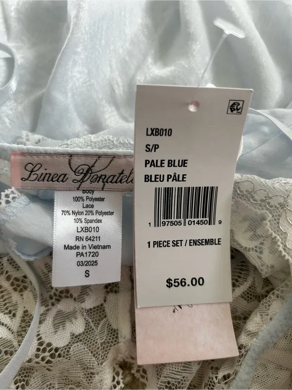 Linea Donatella NWT Pale Blue Sheer Lace Satin Nightie‎ Size Small - Image 5