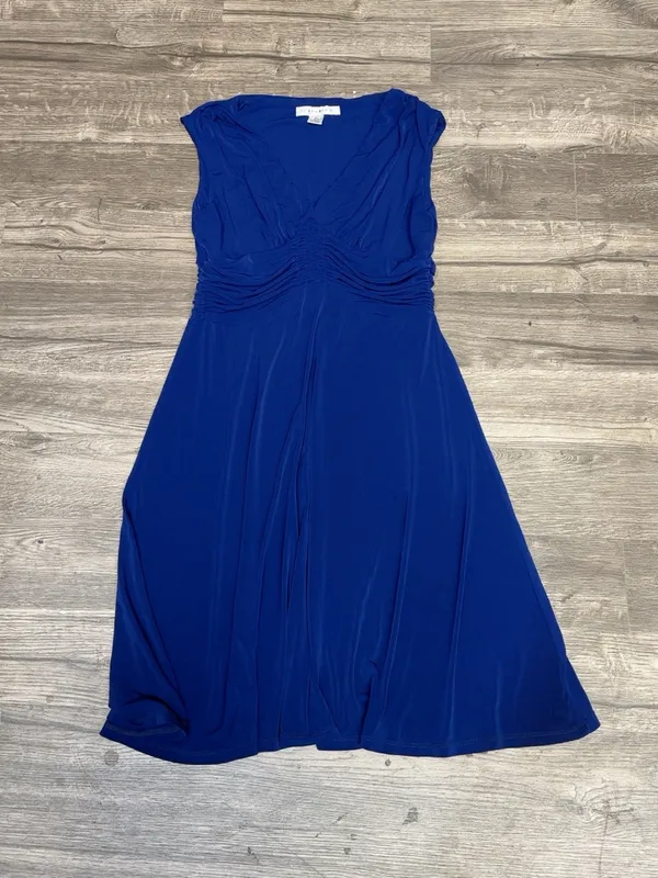 AA Studio Navy Blue Purple Undertone Ruched Midi Dress Size 10 - Image 3