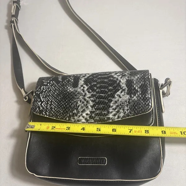 Vera‎ Bradley Twice As Nice Crossbody Bag Black Python Flap Faux Leather Purse - Image 8