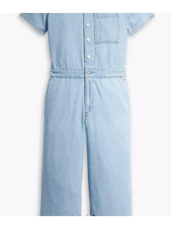 New Levi's L Short Sleeve Heritage Jumpsuit Large Regular Glad to Meet You Light - Image 4