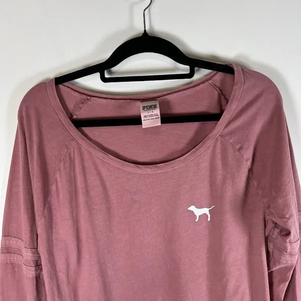 Pink Victorias secret dog logo Large tee shirt long sleeve Casual‎ - Image 2