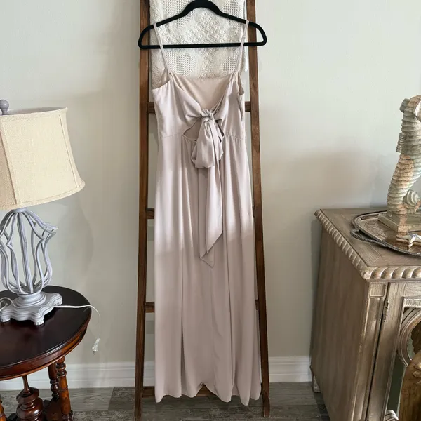Show Me Your Mumu Light Taupe Back Bow Detailed Full Length Gown - Image 4