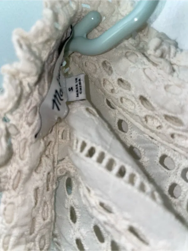 Madewell Women’s Small Ivory Eyelet Ruffle Long Sleeve Blouse Boho - Image 3