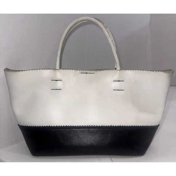Vintage Y2K Hype Colorblock Mod Leather Box Tote Shoulder Bag Handbag Purse - Image 8