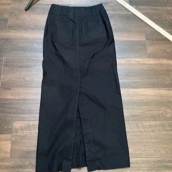 Maeve Anthropologie Black Utility Maxi Skirt Pockets Slit XXS Minimalist Boho - Image 7