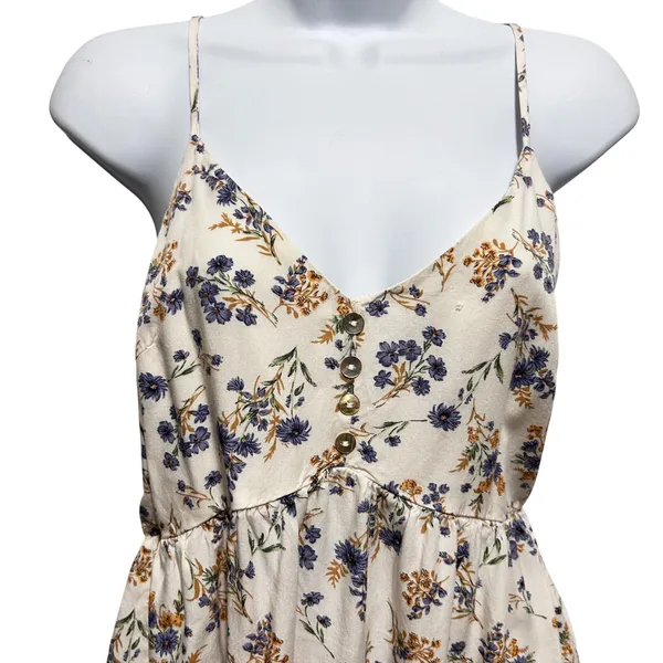 Magnolia‎ Womens Floral Babydoll Cami Top S Ivory Blue Boho Cottagecore Peplum - Image 3